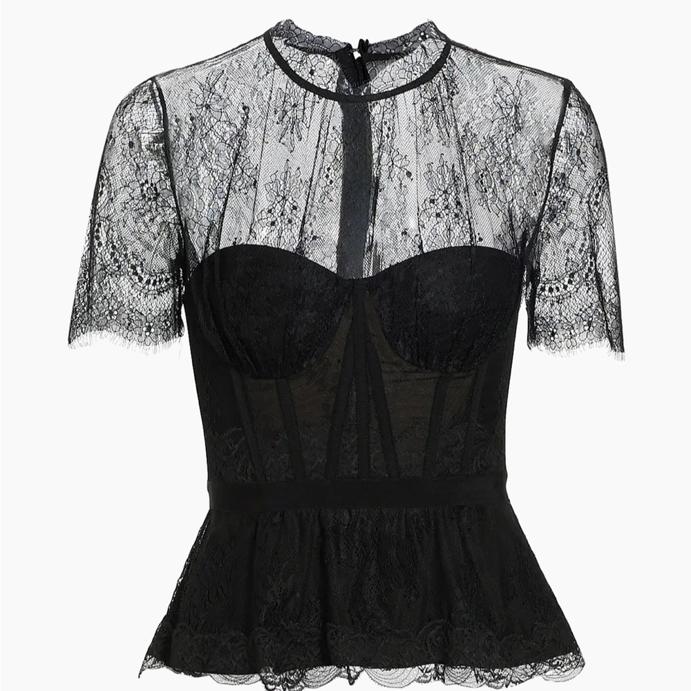 Jonathan Simkhai Kehlani Lace Yoke Corset Top - Picture 2 of 9